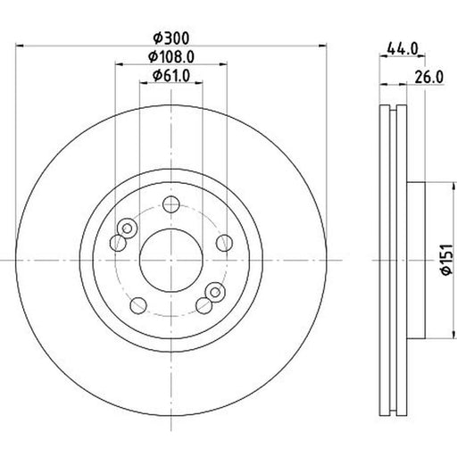 Mintex 2 x Externally Vented Front Brake Discs MDC1898