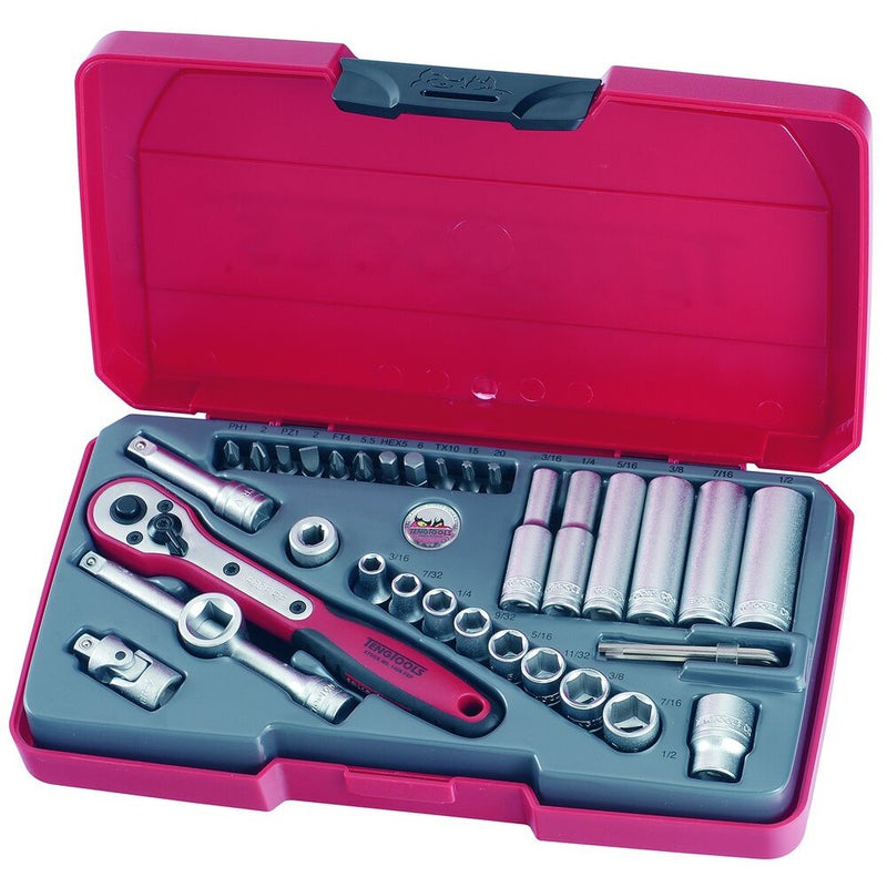 Teng Tools Socket Set 1/4" Drive AF 35 Pieces