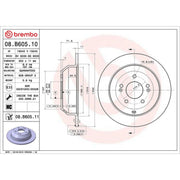 Brembo 2 x Solid Rear Brake Discs 08.B605.11