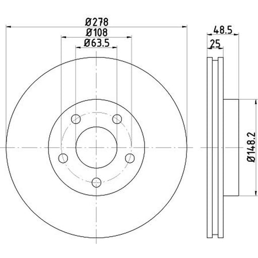 DON 2 x Internally Vented Front Brake Discs PCD10322