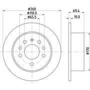DON 2 x Solid Rear Brake Discs PCD15982