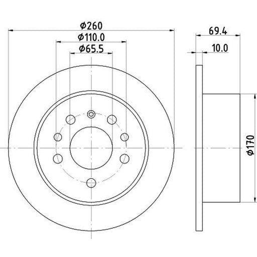 DON 2 x Solid Rear Brake Discs PCD15982