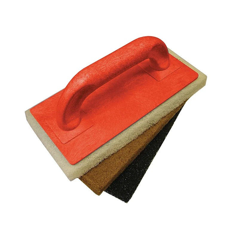 Faithfull Scouring Pad Holder + Fine Medium & Coarse Pads - FAITLSCOUR3