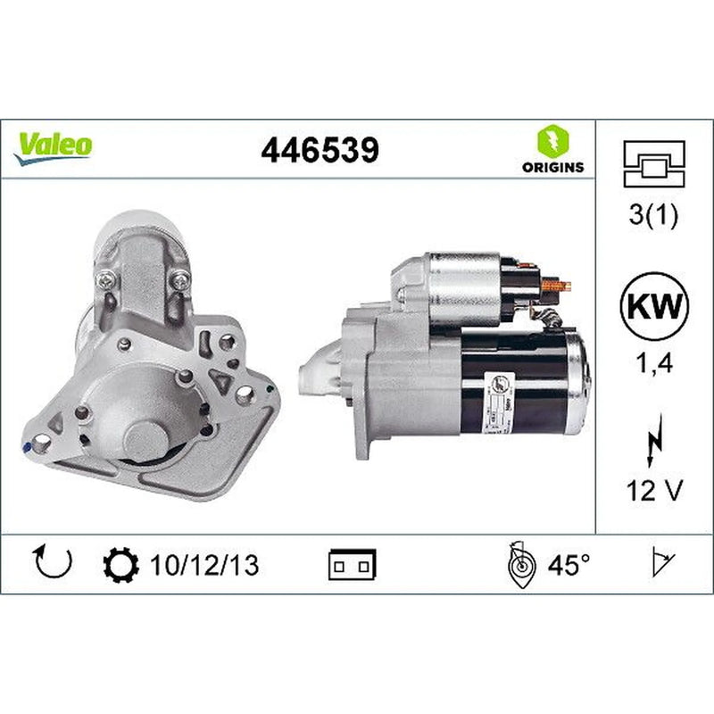 Valeo Starter Motor 12V 1.4kW Teeth 446539