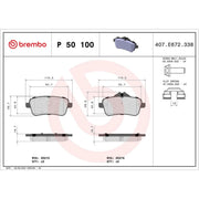 Brembo 4 x Rear Brake Pad Set P50100