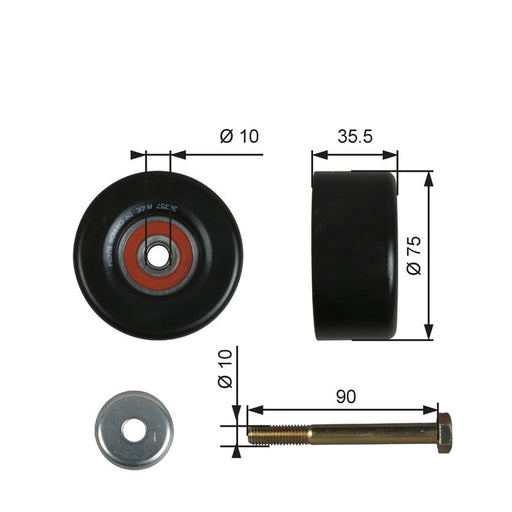 Gates V-Ribbed Belt Deflection/Guide Pulley T36357