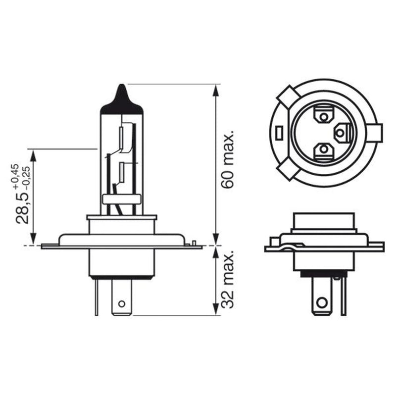 Bosch Car Light Bulb H4 P43t 12V 60/55W 1 987 302 140