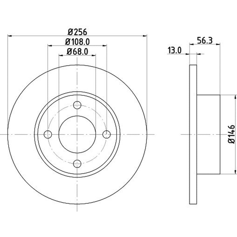 DON 2 x Solid Front Brake Discs PCD13452
