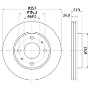 DON 2 x Internally Vented Front Brake Discs PCD13612
