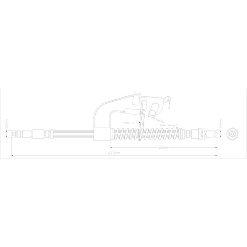 Abtex Brake Hydraulic Hose Line Front Right ABH1043R