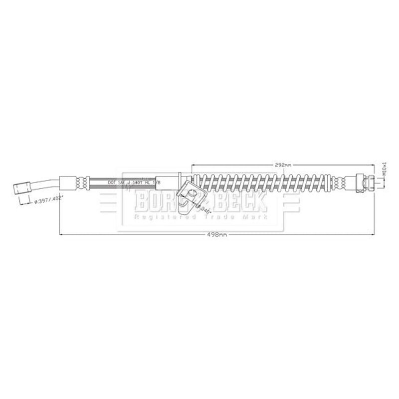 Borg & Beck Brake Hydraulic Hose Line Front Right BBH8915