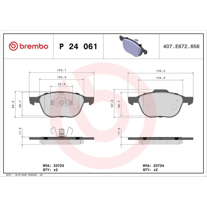 Brembo 4 x Front Brake Pad Set P24061X