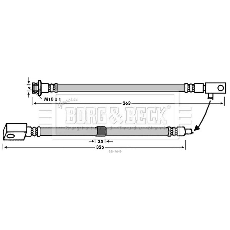 Borg & Beck Brake Hydraulic Hose Line Front Right BBH7649