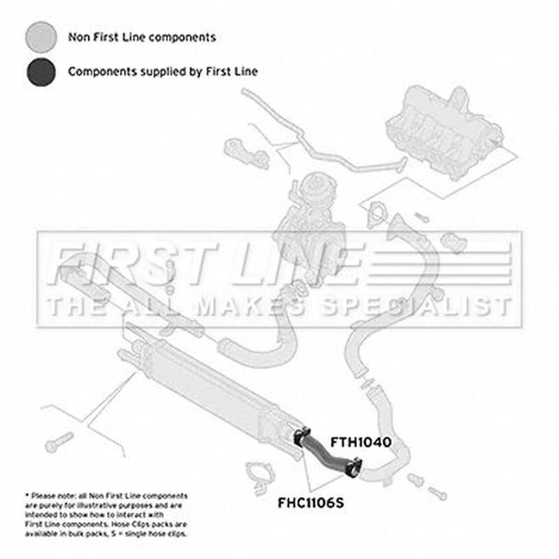 First Line Intercooler Turbo Charge Air Hose Front FTH1040