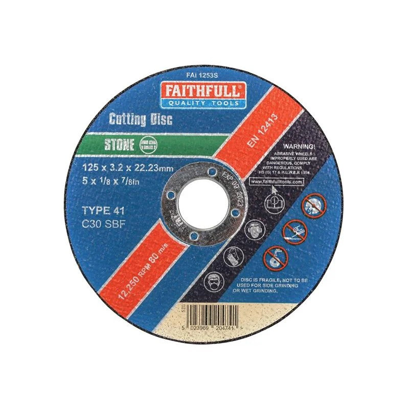 Faithfull Stone Cut Off Disc 125 x 3.2 x 22.23mm - FAI1253S