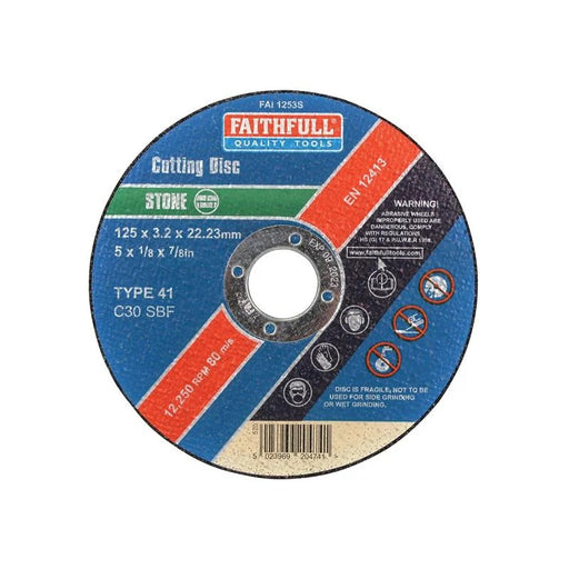 Faithfull Stone Cut Off Disc 125 x 3.2 x 22.23mm - FAI1253S