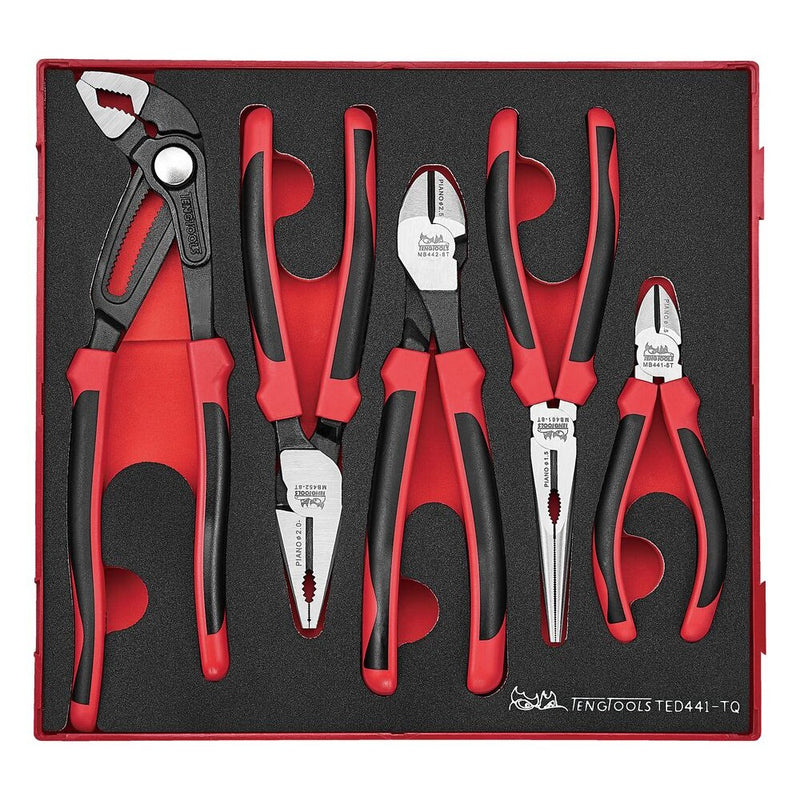 Teng Tools Plier Set FOAM2 5 Pieces with TPR Grip
