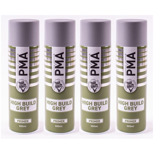 4x High Build Primer - 500ml Spray On Paint - Autotek Grey Aerosol High Coverage PMA  - Town Parts