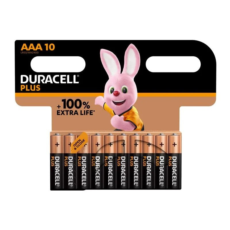 Duracell AAA Cell +100% Plus Power Batteries (Pack 10) - S19036