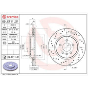 Brembo 2 x Perforated/Vented Rear Brake Discs 09.C711.21