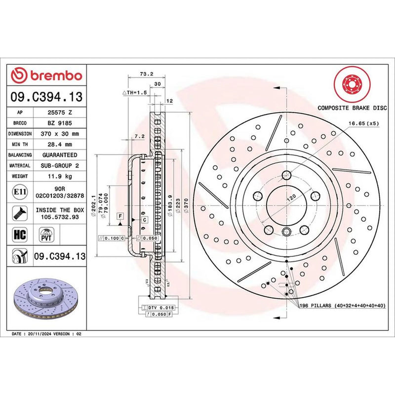 Brembo Aluminium Front Brake Disc Hub Brake Discs 09.C394.13
