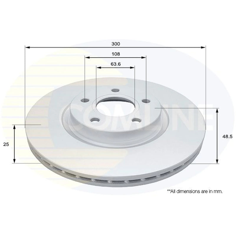 Comline 2 x Internally Vented Front Brake Discs ADC1927V