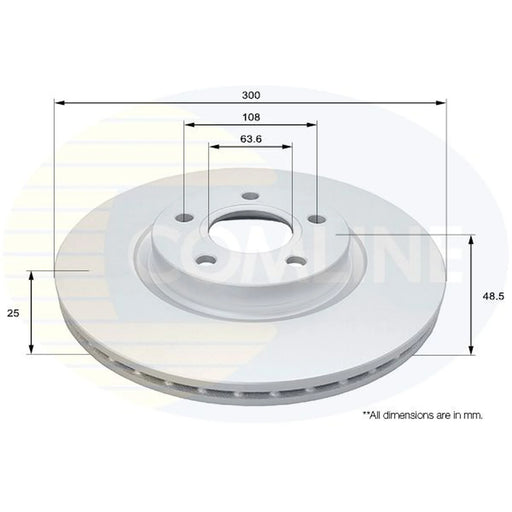 Comline 2 x Internally Vented Front Brake Discs ADC1927V