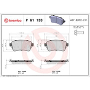 Brembo 4 x Rear Brake Pad Set P61133