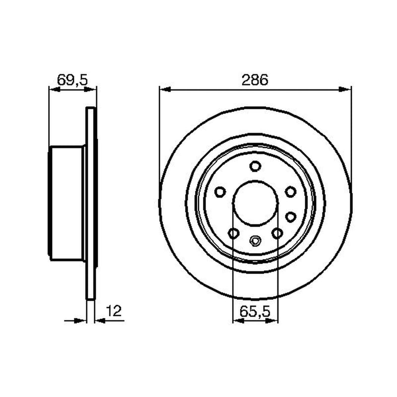 Bosch 2 x Solid Rear Brake Discs 0 986 478 609