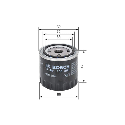 Genuine Bosch Car Oil Filter P3353 Fits Renault Espace Td - 2.1 - 94-96 04511033 Bosch  - Town Parts