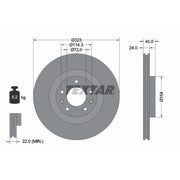 Textar 2 x Internally Vented Front Brake Discs 92174403