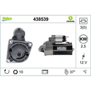 Valeo Starter Motor 12V 2.5kW 10 Teeth 438539