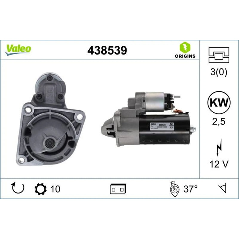 Valeo Starter Motor 12V 2.5kW 10 Teeth 438539