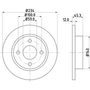 DON 2 x Solid Front Brake Discs PCD13732