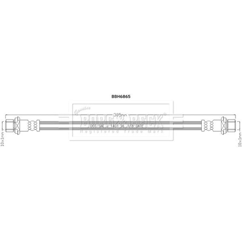 Borg & Beck Brake Hydraulic Hose Line Rear Left BBH6865