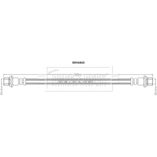 Borg & Beck Brake Hydraulic Hose Line Rear Left BBH6865