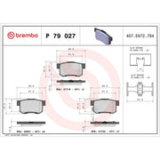 Brembo 4 x Rear Brake Pad Set P79027
