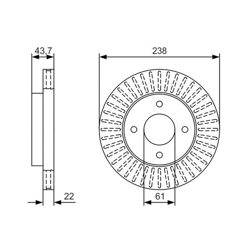 Bosch 2 x Vented Brake Discs 0 986 479 T42