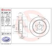 Brembo 2 x Solid Rear Brake Discs 08.8264.81