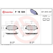 Brembo 4 x Rear Brake Pad Set P18024