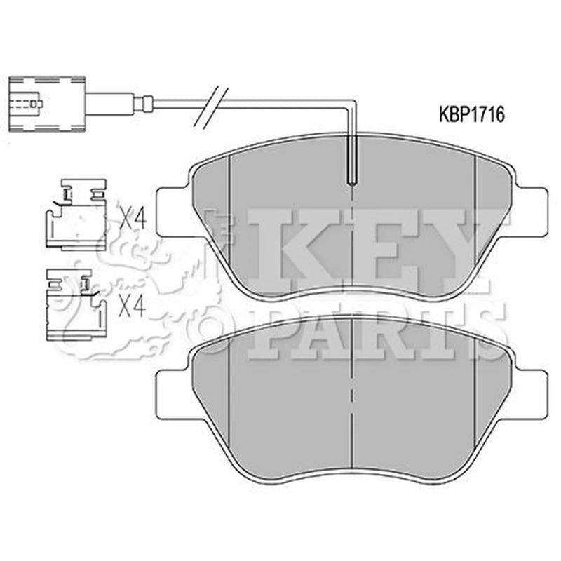 Key Parts 4 x Front Brake Pad Set KBP1716