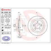 Brembo 2 x Solid Rear Brake Discs 08.C250.21