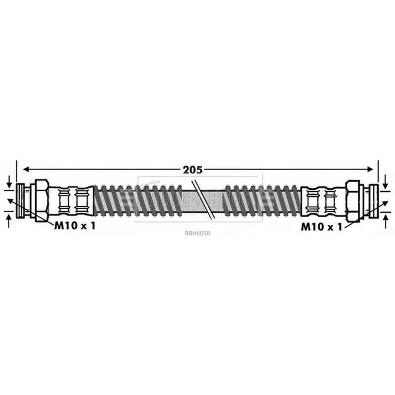 Borg & Beck Brake Hydraulic Hose Line Rear Left BBH6058
