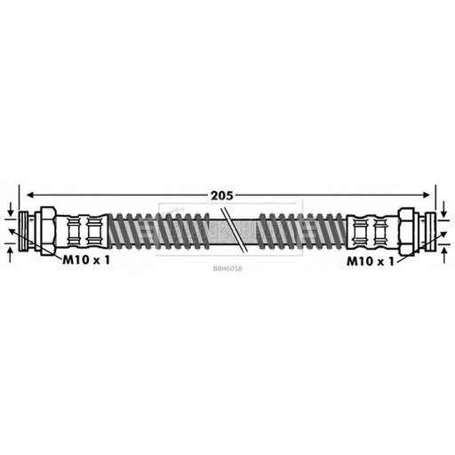Borg & Beck Brake Hydraulic Hose Line Rear Left BBH6058