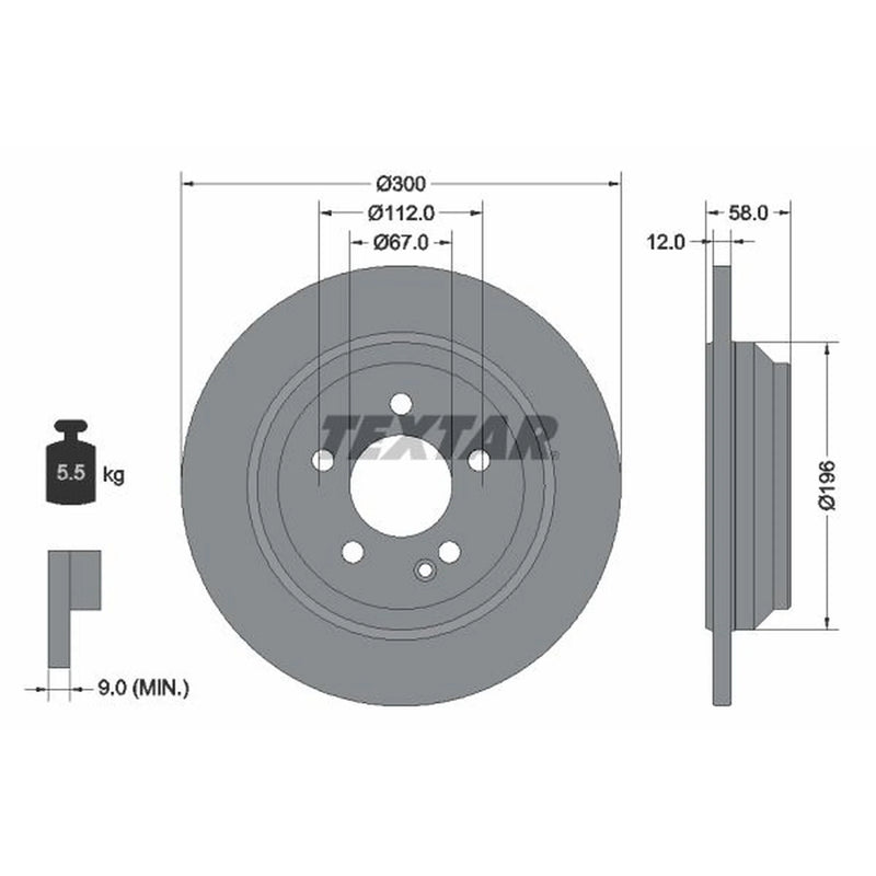 Textar 2 x Solid Rear Brake Discs 92272703