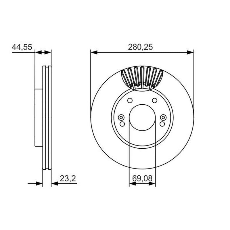 Bosch 2 x Vented Brake Discs 0986479A12