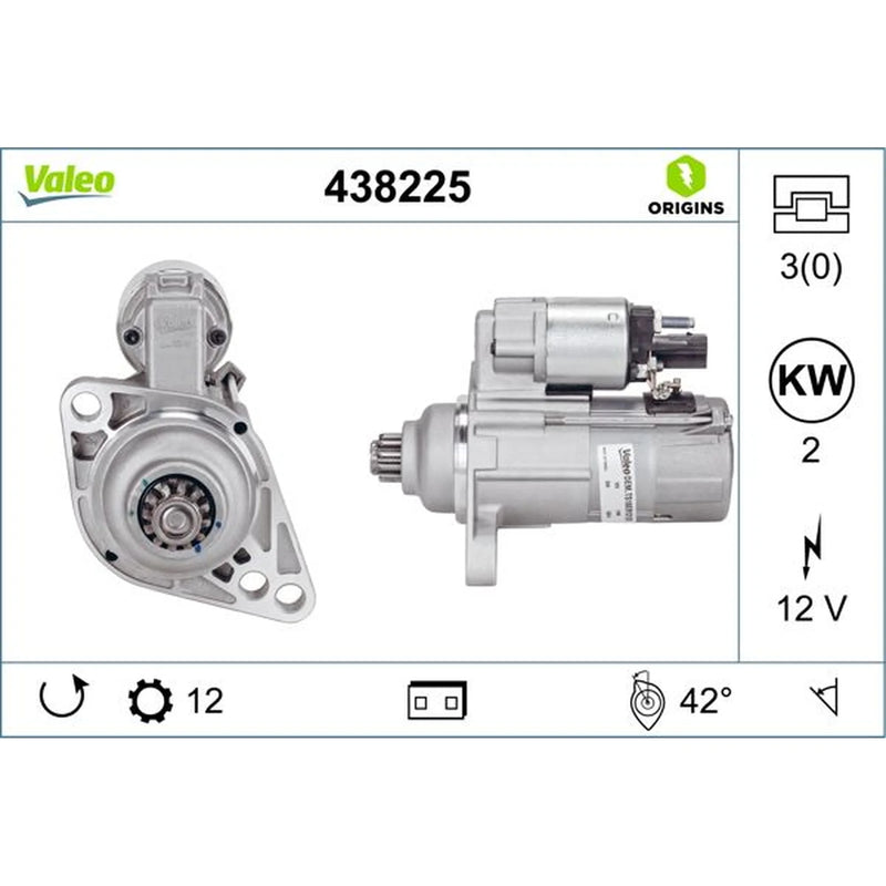 Valeo Starter Motor 12V 2kW Teeth 438225