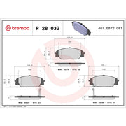 Brembo 4 x Front Brake Pad Set P28032
