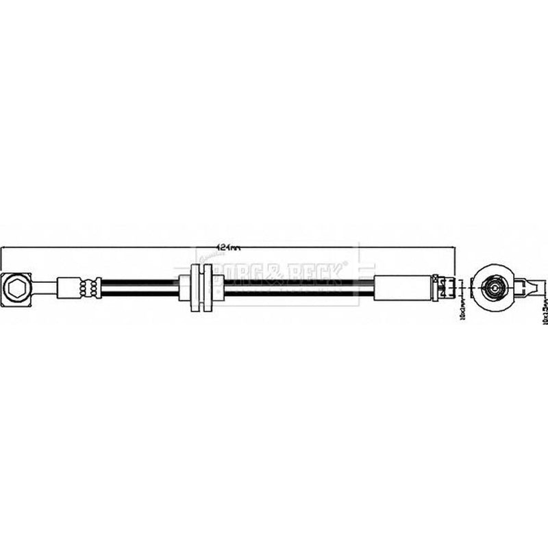 Borg & Beck Brake Hydraulic Hose Line Front Right BBH8007