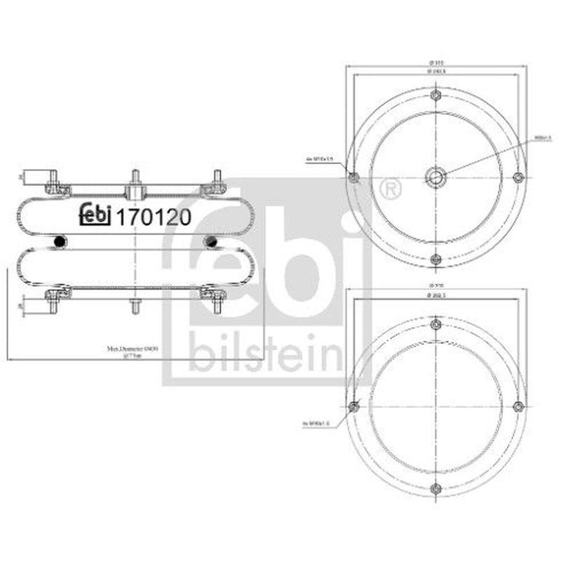 Febi Air Suspension Bellow 282mm 170120